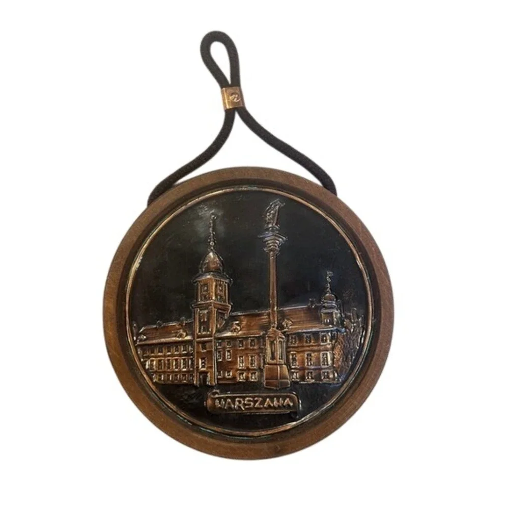 Vintage Polish Copper Relief Wall‎ Plaques Nicolaus Copernicus & Warszawa Set 2